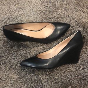 Franco Sarto Black Leather Wedges